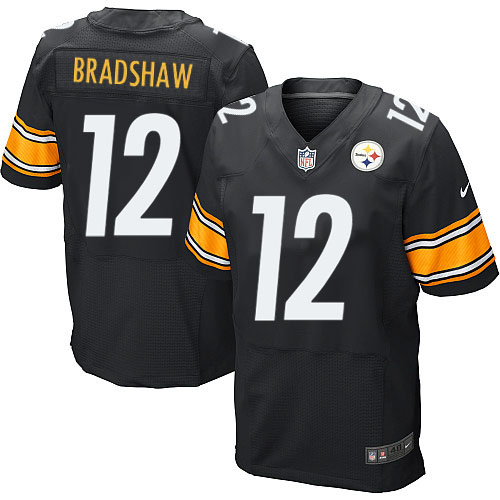 Men's Elite Terry Bradshaw Nike Jersey Black Home - #12 NFL Pittsburgh Steelers